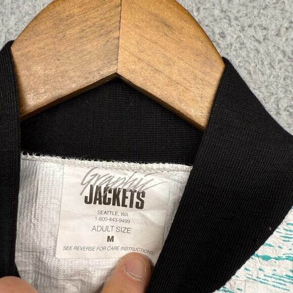 Vintage Columbus Marathon Jacket Mens Medium White Blue All Over New Balance 90s - Picture 7 of 9